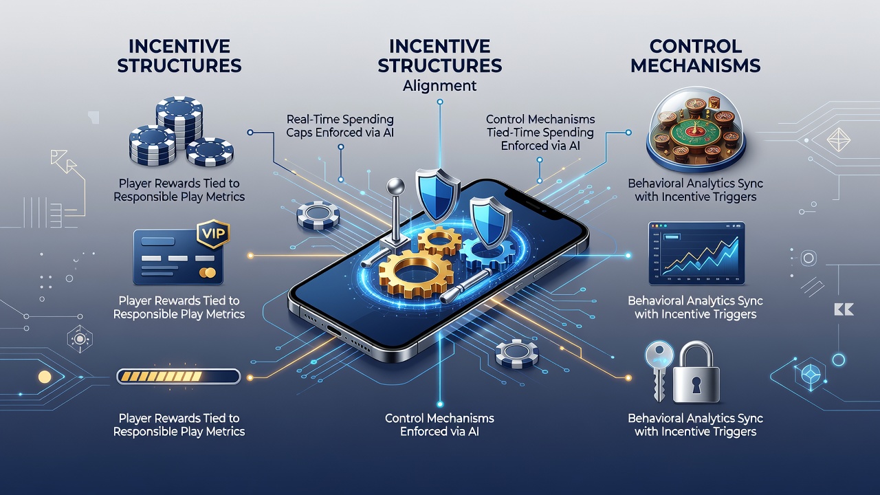 Dashboard view of mobile casino analytics showing synchronized incentive adjustments and control mechanism activations