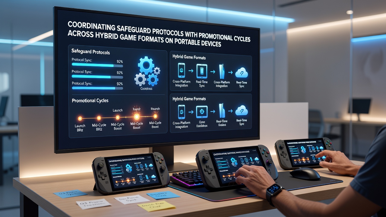 Mobile device displaying hybrid casino games with safeguard indicators and active promotions overlaid on slots and poker interfaces