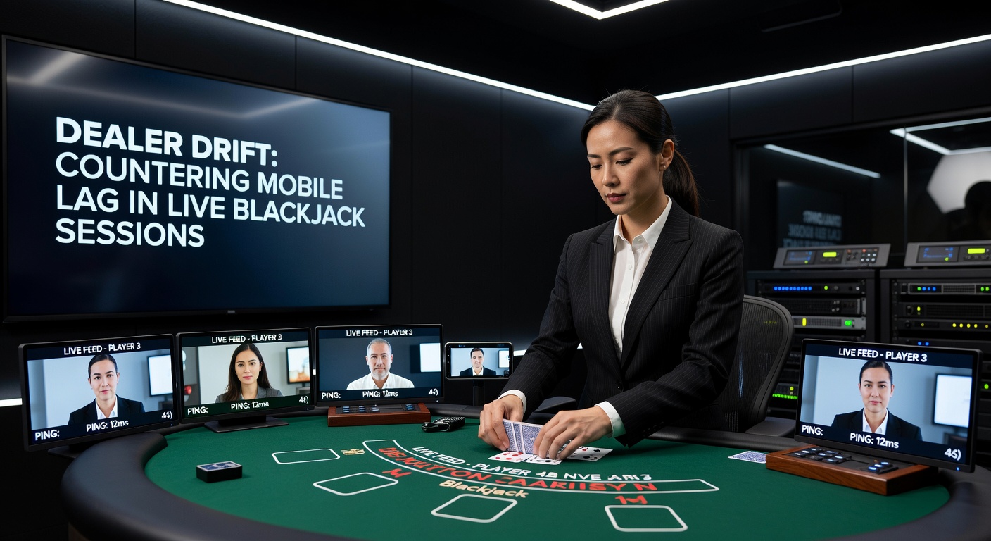 Smartphone displaying a live blackjack table with optimized low-lag settings, showing smooth dealer card distribution and player bet placement