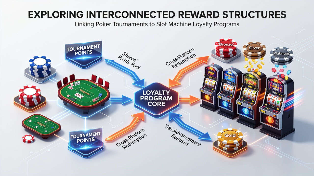 Close-up of loyalty card scanner at a casino poker table with slot machines visible in the background