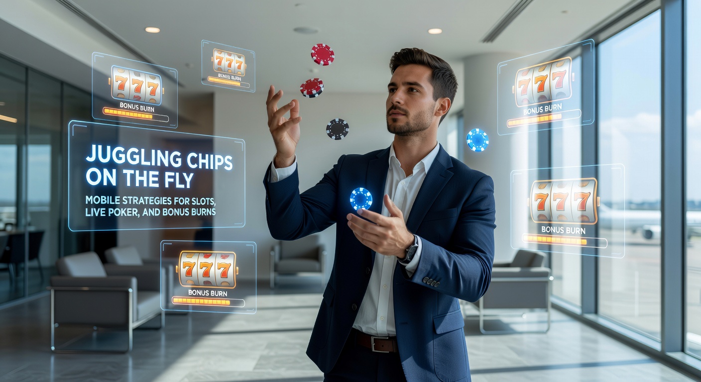 Player using mobile device to manage slots, poker, and bonuses in a dynamic casino app interface