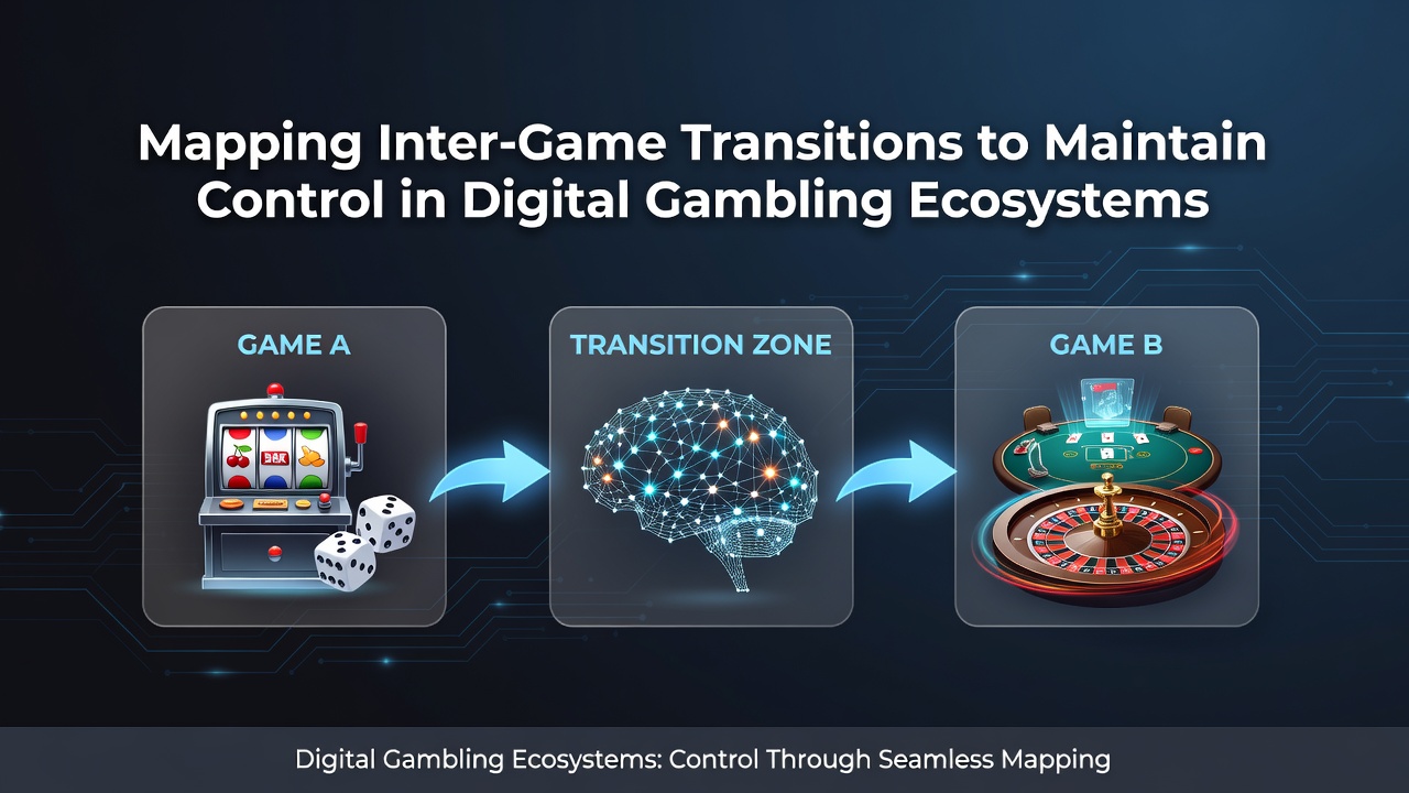 Visualization of inter-game transition mapping across digital casino platforms showing player flow patterns