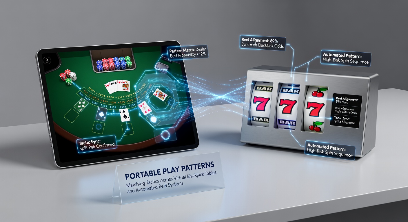 Close-up of portable screen showing synchronized expenditure limit alerts between blackjack and slot sessions