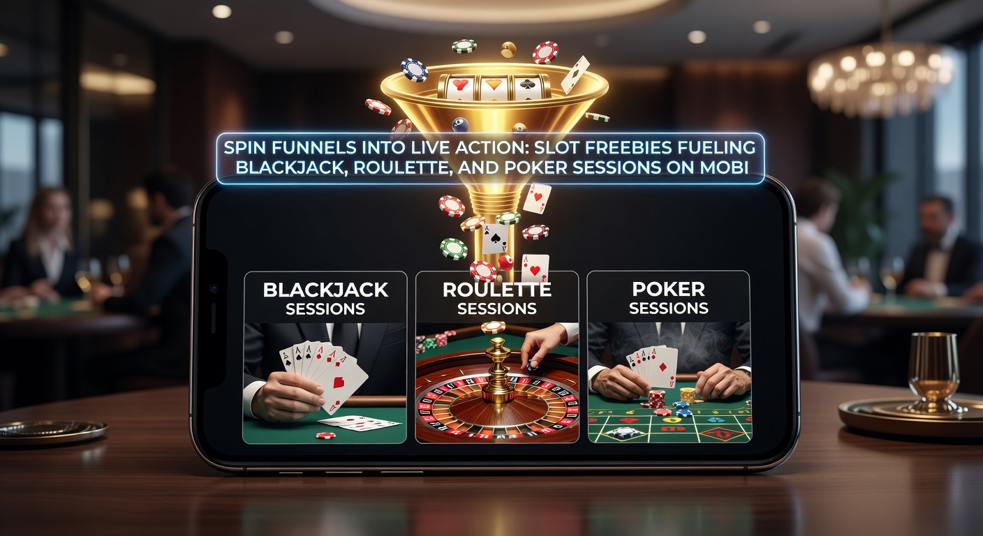 Smartphone interface displaying roulette wheel spin alongside poker hand and slot reels, illustrating multi-game flow