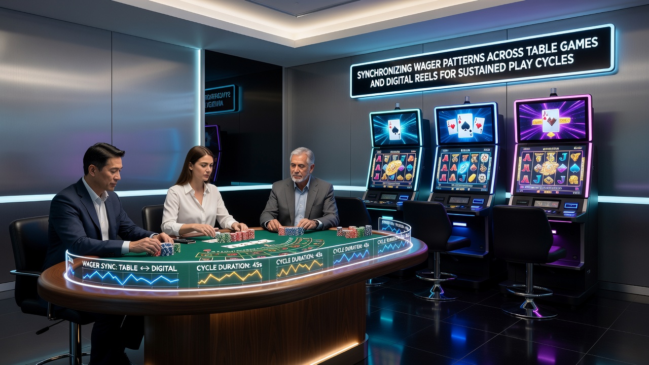Close-up view of digital slot interface next to a live blackjack table with matching chip denominations visible