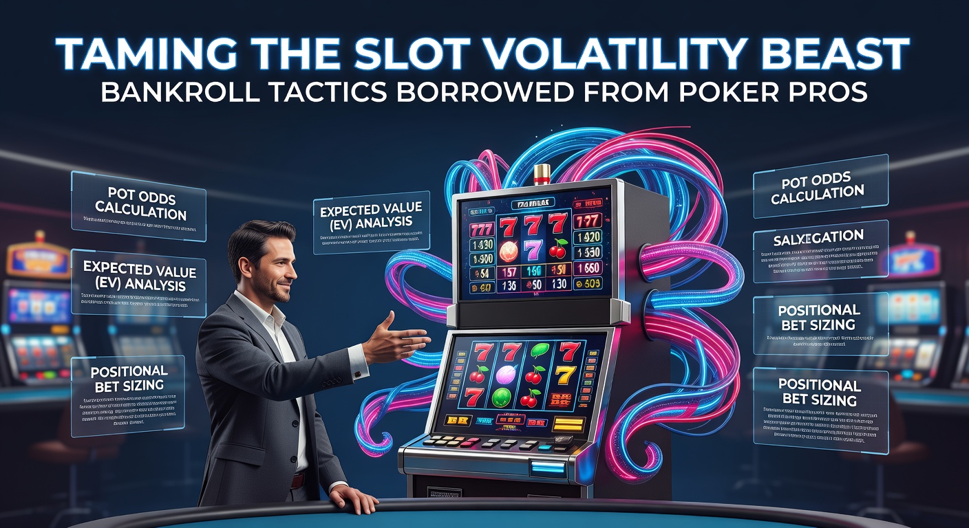 Poker chips stacked beside a glowing slot machine screen, symbolizing crossover strategies between table games and reels