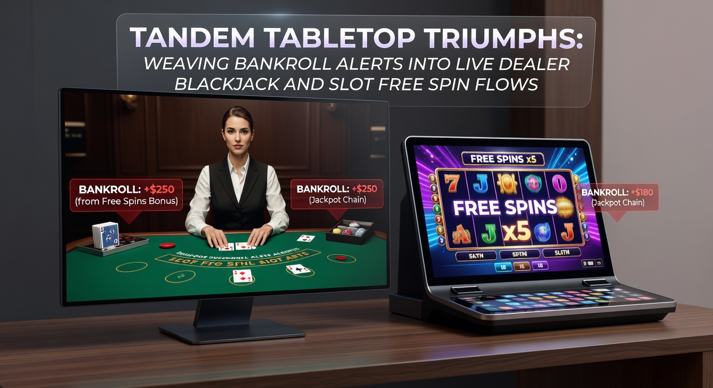 Digital dashboard showing bankroll alerts during a live blackjack session blended with slot free spins